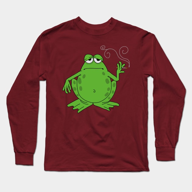 Smoking toad frog Long Sleeve T-Shirt by wolfmanjaq